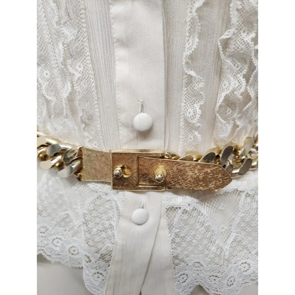 Iconic Vintage Accessocraft Gold Tone Jumbo Miami Curb Link Chain Belt/Necklace